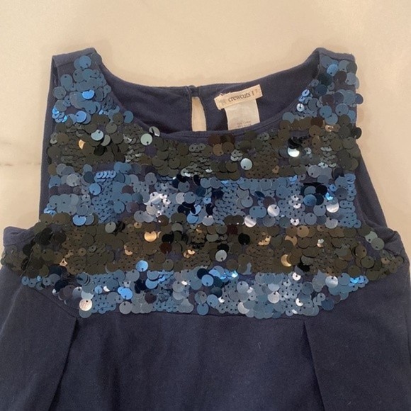 Crewcuts - Navy Blue sleeveless sequined little girls party dress, size 7 - Picture 3 of 4